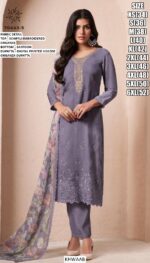 Stylish Organza Schiffli Embroidered Salwar Suit Sets For Women