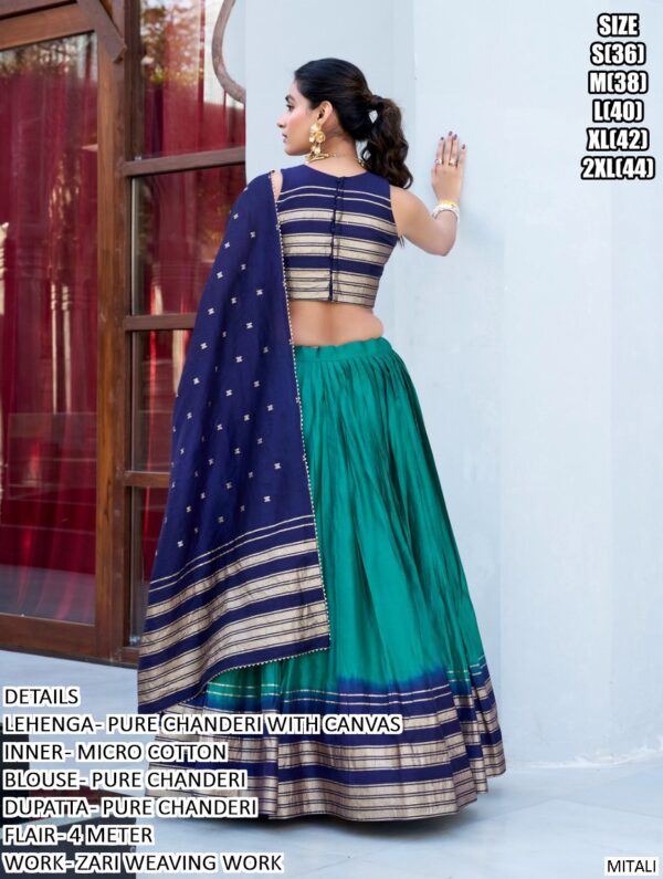 Pure Chanderi Lehenga Choli With Zari Weaving Work Border Dupatta Sets