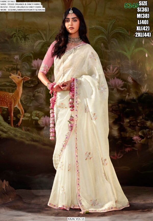 Glass Tissue Organza Moti, Sequins And Zarkan Work Embellished Saree Set By Ethnicrang