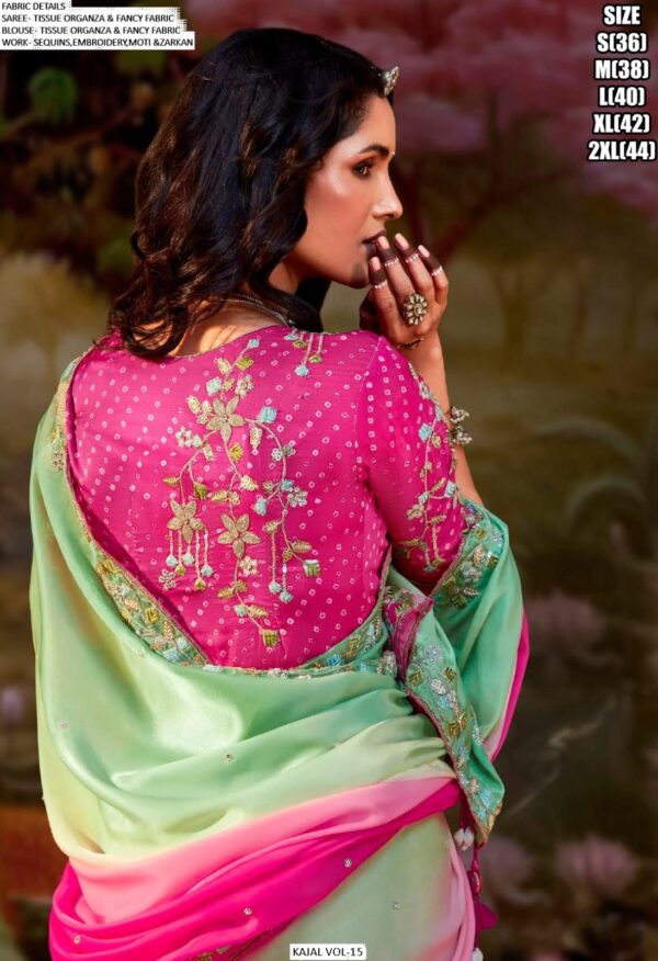 Glass Tissue Organza Moti, Sequins And Zarkan Work Embellished Saree Set By Ethnicrang