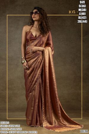 Satin Silk Luxurious Partywear One Minute Saree With Un-Stitched Blouse