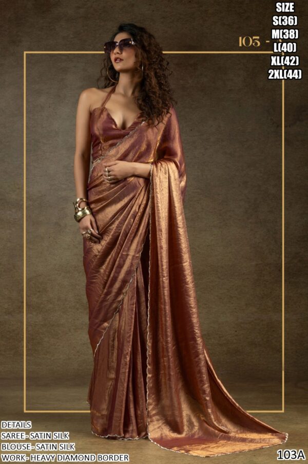 Satin Silk Luxurious Partywear One Minute Saree With Un-Stitched Blouse