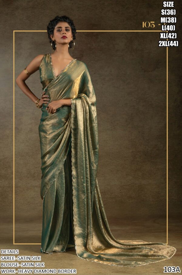 Satin Silk Luxurious Partywear One Minute Saree With Un-Stitched Blouse