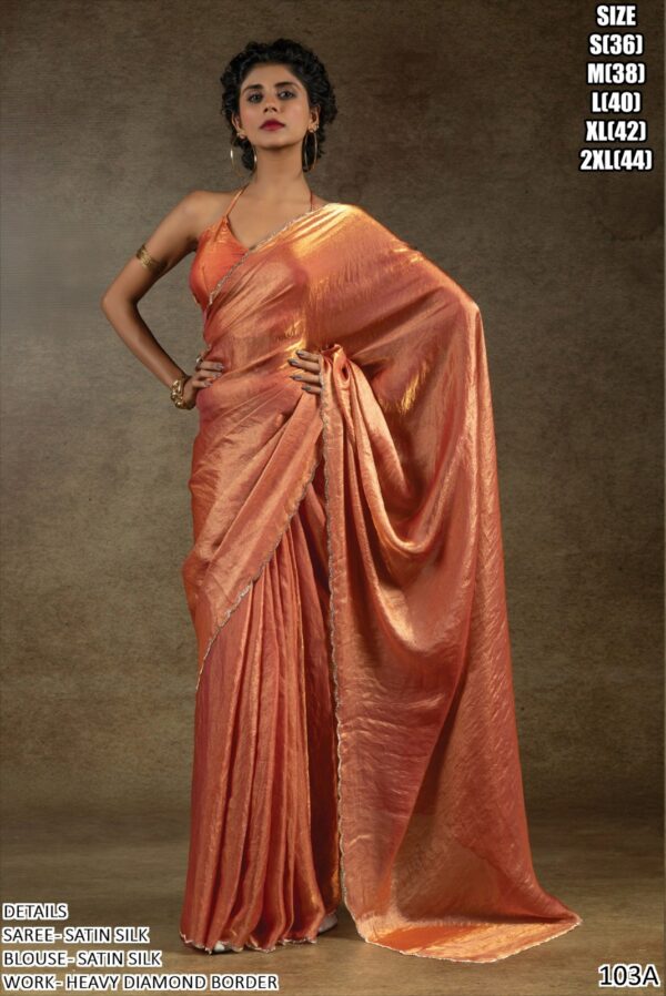 Satin Silk Luxurious Partywear One Minute Saree With Un-Stitched Blouse