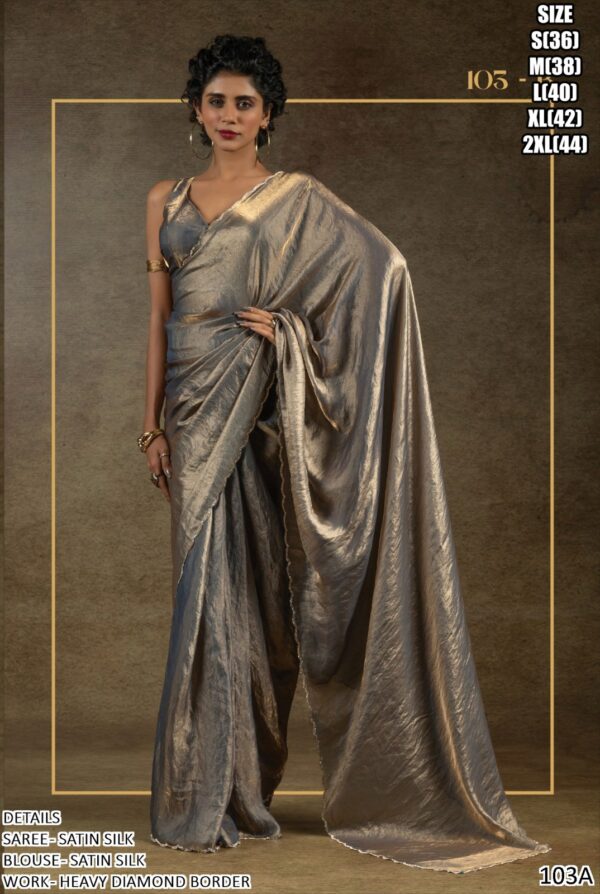 Satin Silk Luxurious Partywear One Minute Saree With Un-Stitched Blouse