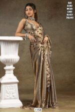 Glamorous Two Tone Satin Silk Readymade Sarees For Cocktail Parties