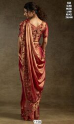 Glamorous Two Tone Satin Silk Readymade Sarees For Cocktail Parties