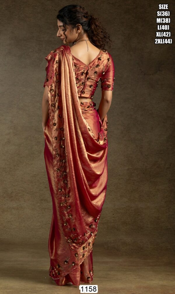 Glamorous Two Tone Satin Silk Readymade Sarees For Cocktail Parties