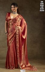 Glamorous Two Tone Satin Silk Readymade Sarees For Cocktail Parties