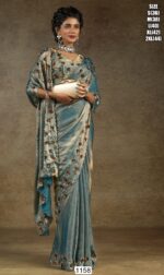 Glamorous Two Tone Satin Silk Readymade Sarees For Cocktail Parties