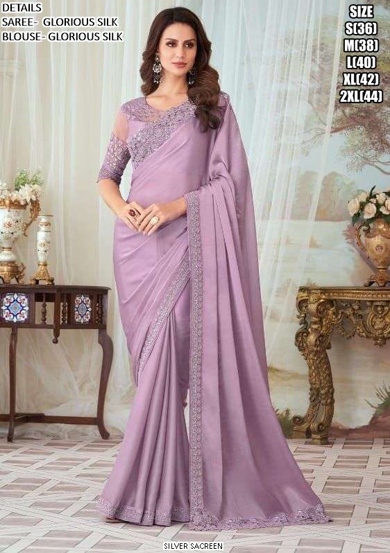 Glorious Silk Embroidered Partywear Un-Stitched Blouse And Sarees Online