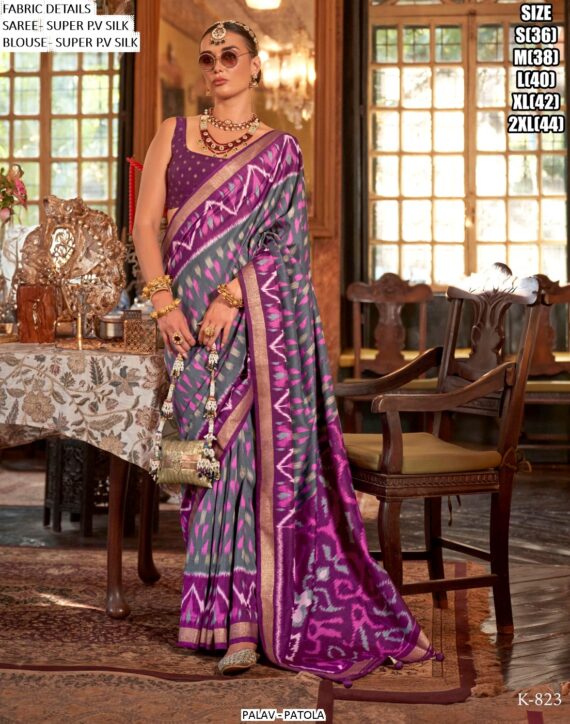 Ethnicrang Presents Palav Patola Super P.V. Silk Luxury Printed Sarees For Womens