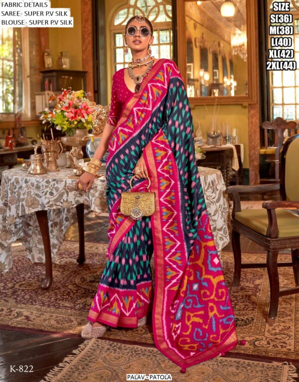 Ethnicrang Presents Palav Patola Super P.V. Silk Luxury Printed Sarees For Womens