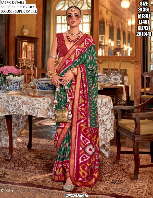 Ethnicrang Presents Palav Patola Super P.V. Silk Luxury Printed Sarees For Womens