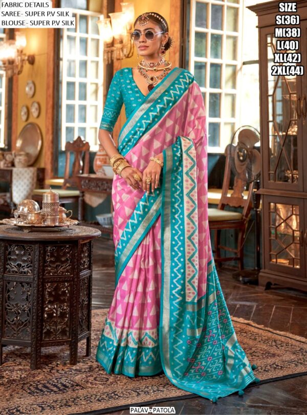 Ethnicrang Presents Palav Patola Super P.V. Silk Luxury Printed Sarees For Womens