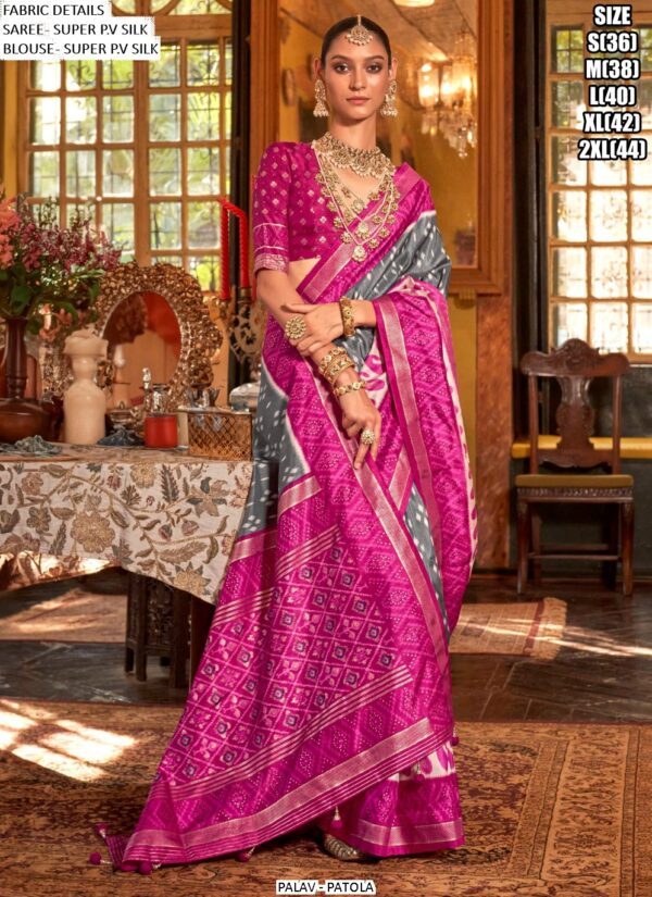 Ethnicrang Presents Palav Patola Super P.V. Silk Luxury Printed Sarees For Womens