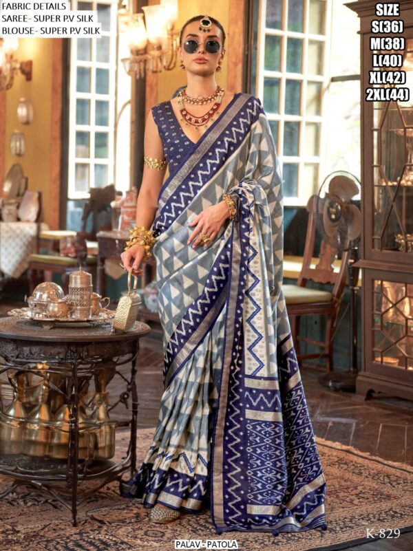 Ethnicrang Presents Palav Patola Super P.V. Silk Luxury Printed Sarees For Womens