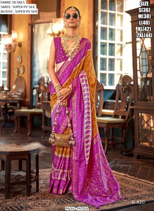 Ethnicrang Presents Palav Patola Super P.V. Silk Luxury Printed Sarees For Womens