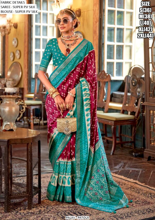 Ethnicrang Presents Palav Patola Super P.V. Silk Luxury Printed Sarees For Womens