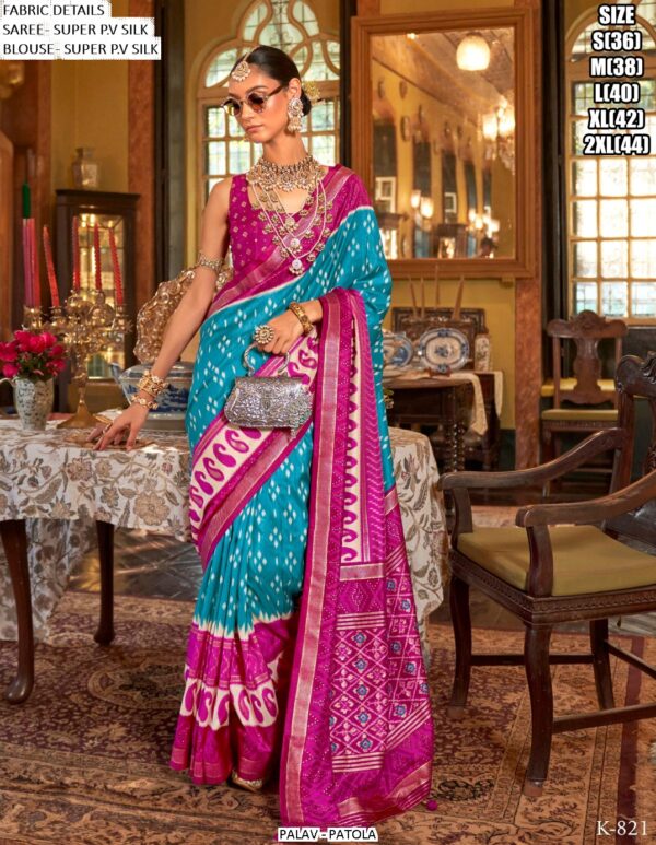 Ethnicrang Presents Palav Patola Super P.V. Silk Luxury Printed Sarees For Womens