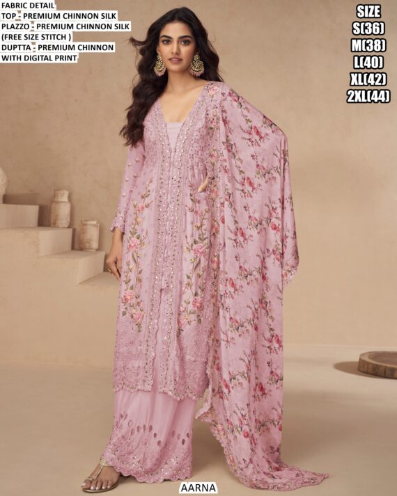 Aarna Aashirwad Premium Chinon Silk Embroidered Fancy Salwar Suits Collection For Festival Online