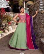 Dazzling Sea Green Colour Vichitra Silk Lehenga Choli For Festivals