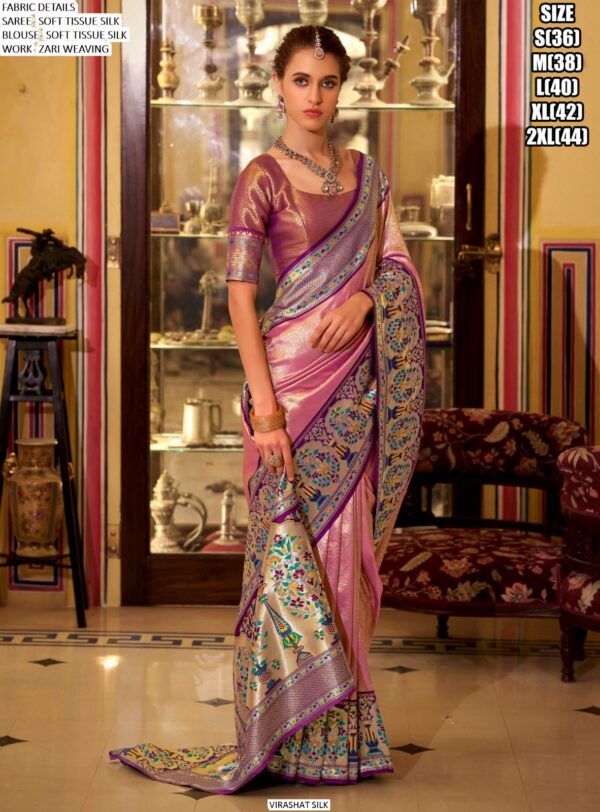 Enthralling Soft Tissue Silk Weaving Saree With Glamorous Blouse Piece