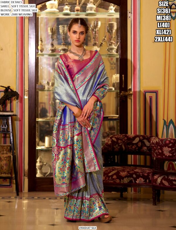 Enthralling Soft Tissue Silk Weaving Saree With Glamorous Blouse Piece