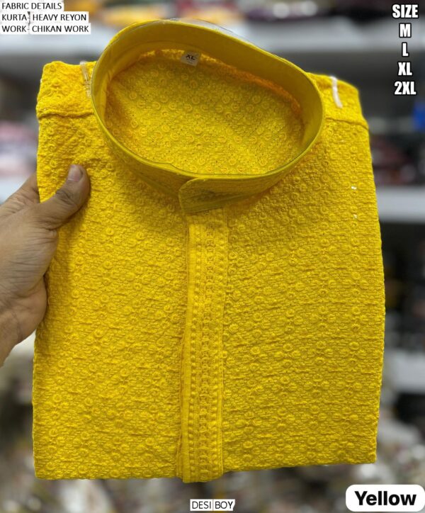 Chikan Work Heavy Rayon Men's Kurta With Pyjama For All Beautiful Occasions