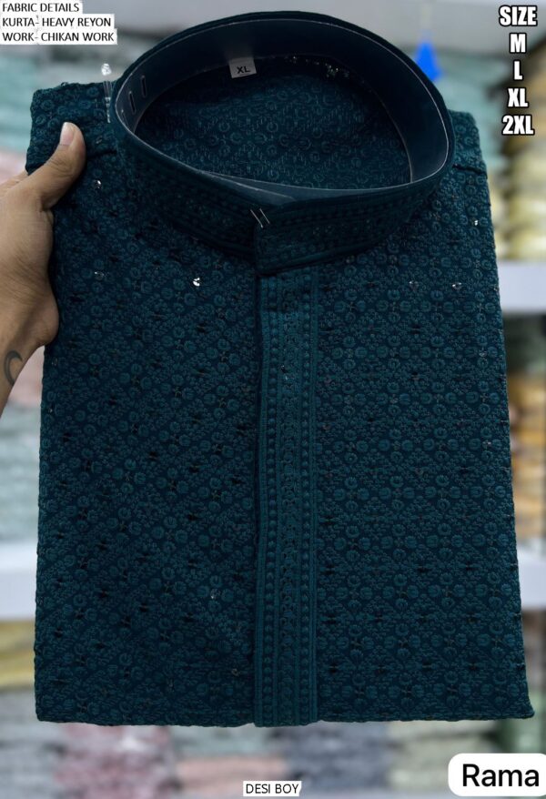 Chikan Work Heavy Rayon Men's Kurta With Pyjama For All Beautiful Occasions