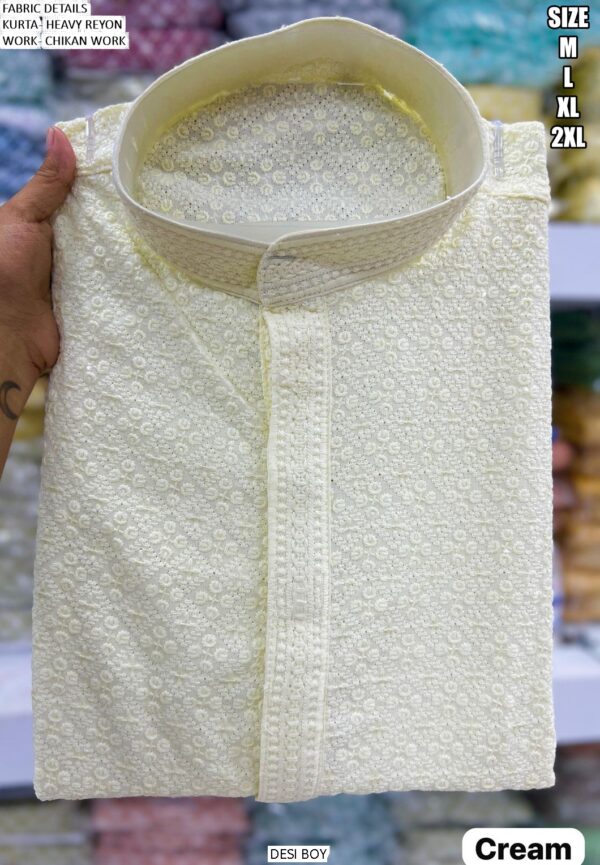 Chikan Work Heavy Rayon Men's Kurta With Pyjama For All Beautiful Occasions