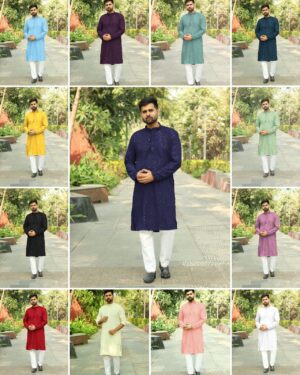Chikan Work Heavy Rayon Men's Kurta With Pyjama For All Beautiful Occasions