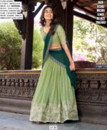 Get Ready To Dazzle In This Beautifully Crafted Silver Glossy Lehenga Choli