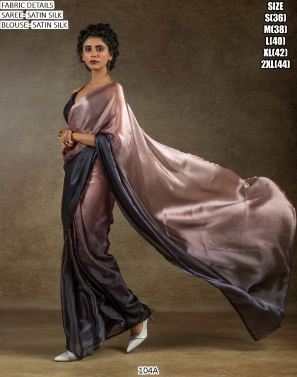 Ready To Wear Satin Silk Lovely Coloured Plain Party Sarees Online Now!