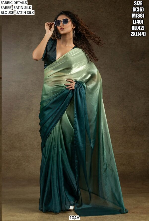 Ready To Wear Satin Silk Lovely Coloured Plain Party Sarees Online Now!