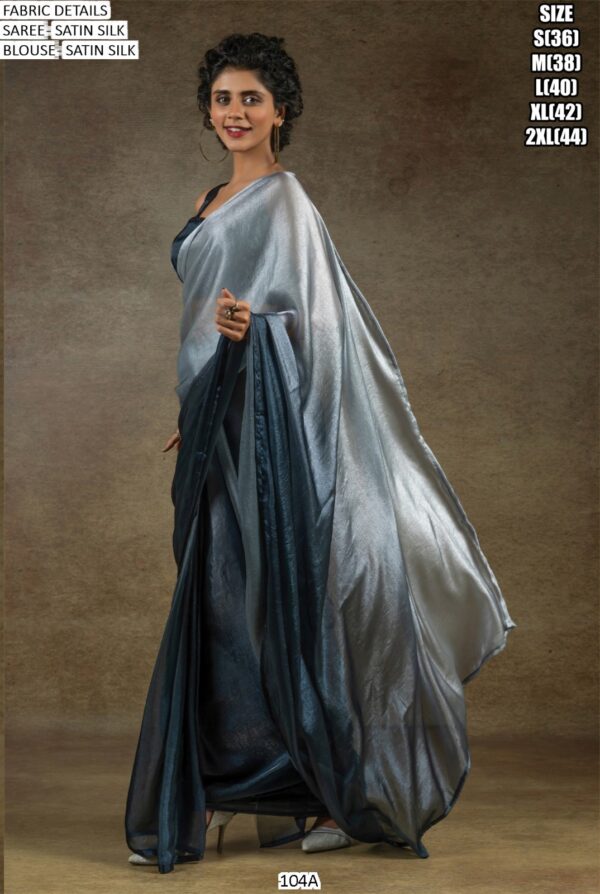 Ready To Wear Satin Silk Lovely Coloured Plain Party Sarees Online Now!