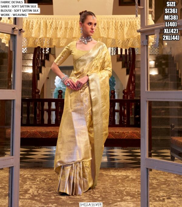 Shella Silver Wholesale Soft Satin Silk Wedding Wear Un-Stitched Saree Collection