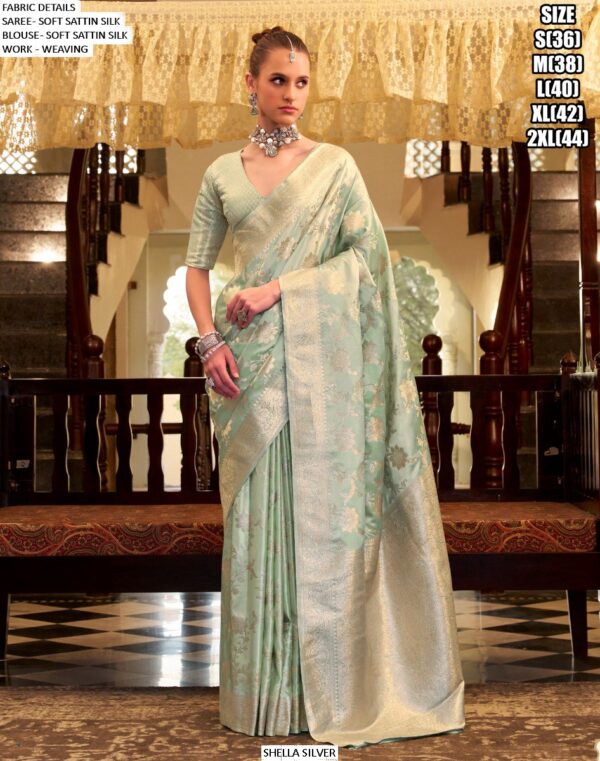 Shella Silver Wholesale Soft Satin Silk Wedding Wear Un-Stitched Saree Collection