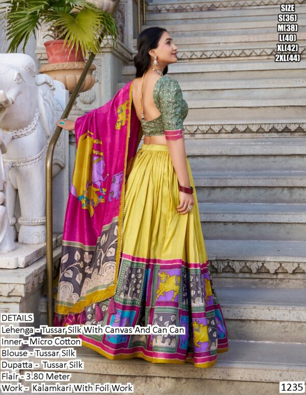 Ethnicrang Offers A Beautiful Collection Of Kalamkari Work Tussar Silk Lehenga Cholis