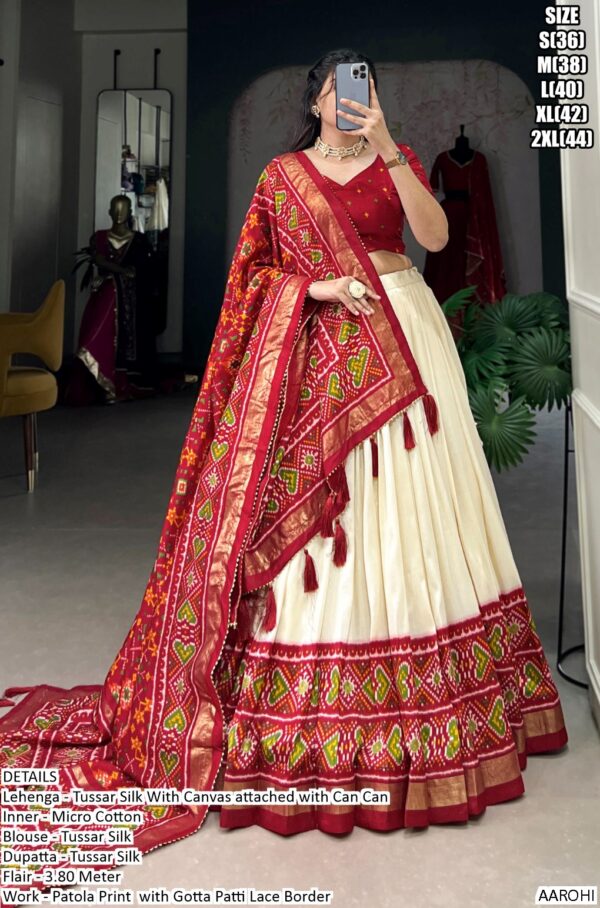 Tantalizing Patola Printed Tussar Silk Traditional Lehenga Choli Sets