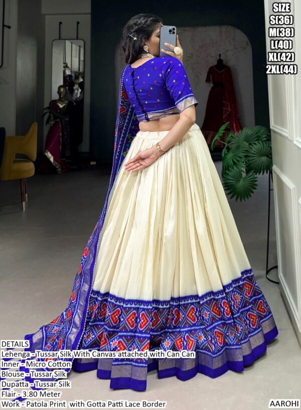 Tantalizing Patola Printed Tussar Silk Traditional Lehenga Choli Sets