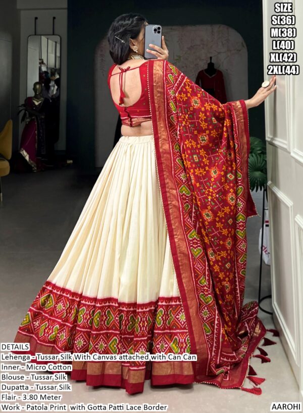Tantalizing Patola Printed Tussar Silk Traditional Lehenga Choli Sets