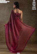 Plain Ready To Wear Party Style Satin Silk Saree With Un-Stitched Blouse