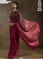 Plain Ready To Wear Party Style Satin Silk Saree With Un-Stitched Blouse