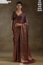 Plain Ready To Wear Party Style Satin Silk Saree With Un-Stitched Blouse