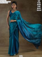 Plain Ready To Wear Party Style Satin Silk Saree With Un-Stitched Blouse