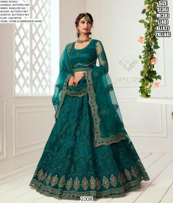 Elegant Butterfly Net Stone And Embroidered Wedding Bridal Lehenga Choli
