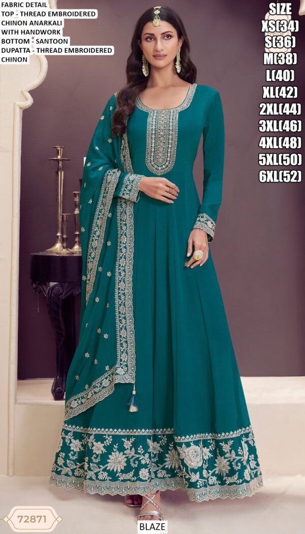 Thread Embroidered Chinon Anarkali Gown Collection For Wedding, Events Etc...