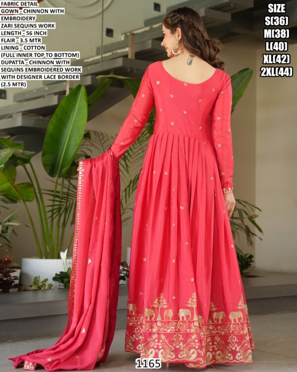 Golden Embroidery Worked Chinon Readymade Gowns In Gorgeous Two Colours!