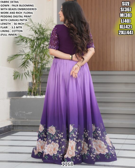 Digital Printed Flower Designer Faux Blooming Gowns – Available In Two Colours!